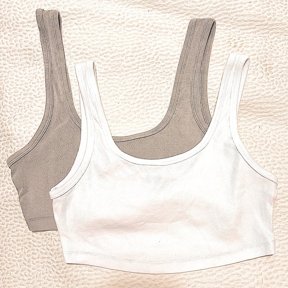 🤍💚 Zara Bundle of 2 Washed Effect Crop Tops Large - Picture 3 of 4